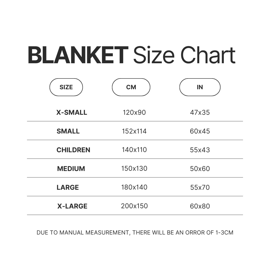 Blanket Size Chart - One Piece Gifts Store