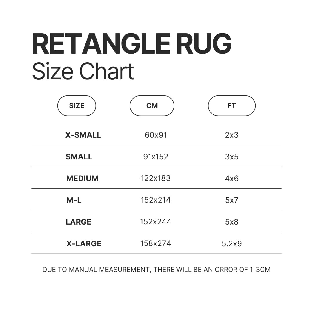 Retangle Rug Size Chart - One Piece Gifts Store