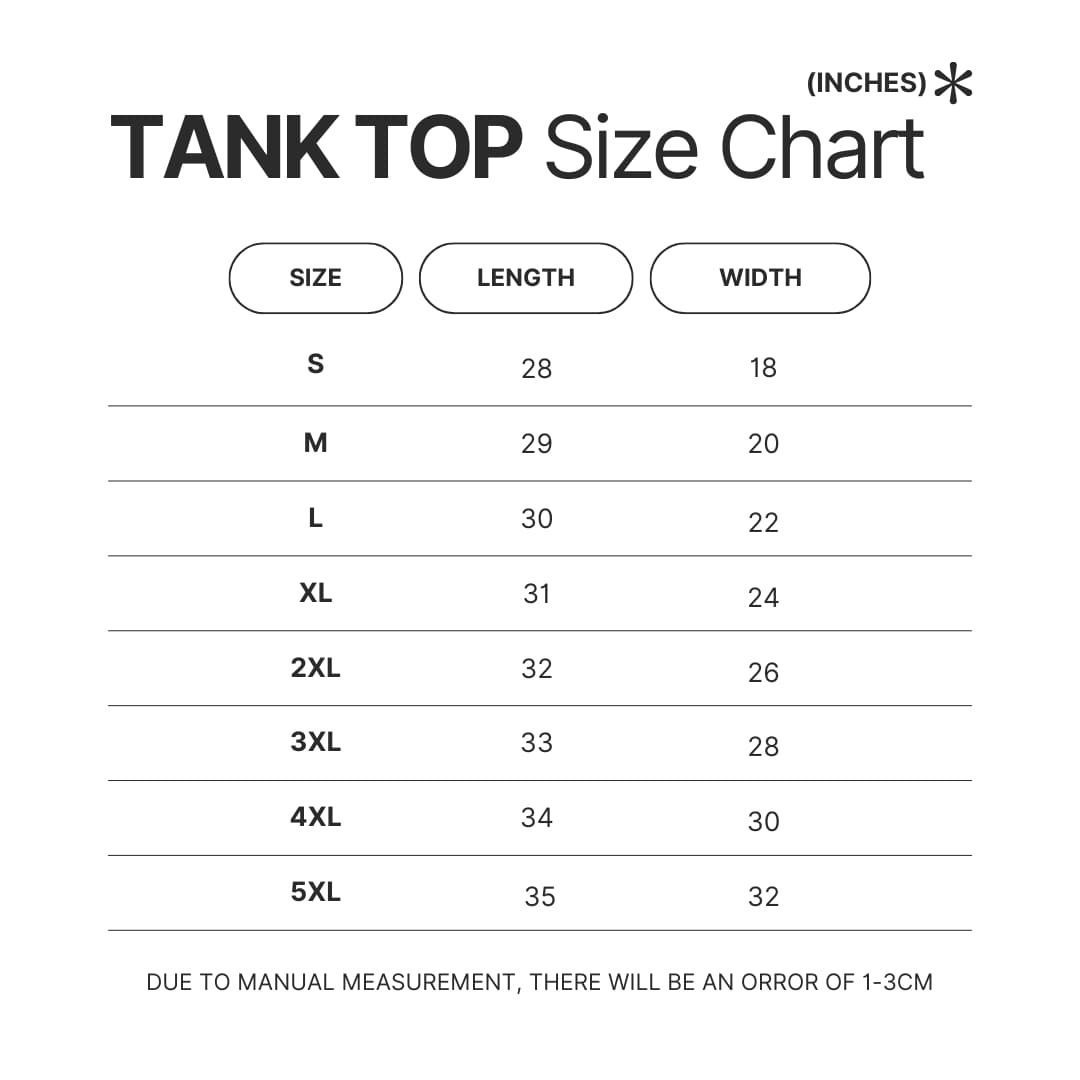 Tank Top Size Chart - One Piece Gifts Store