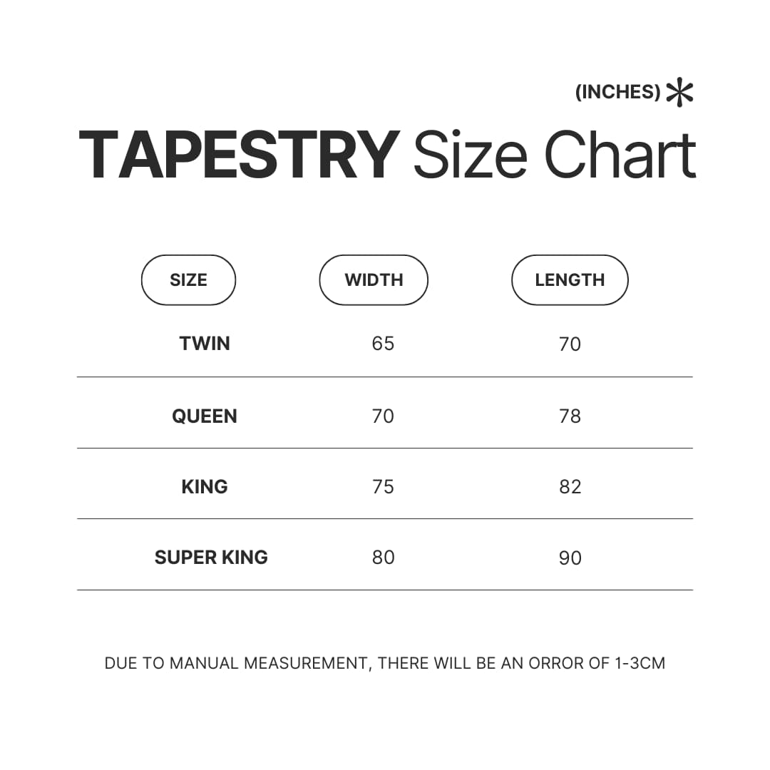 Tapestry Size Chart - One Piece Gifts Store