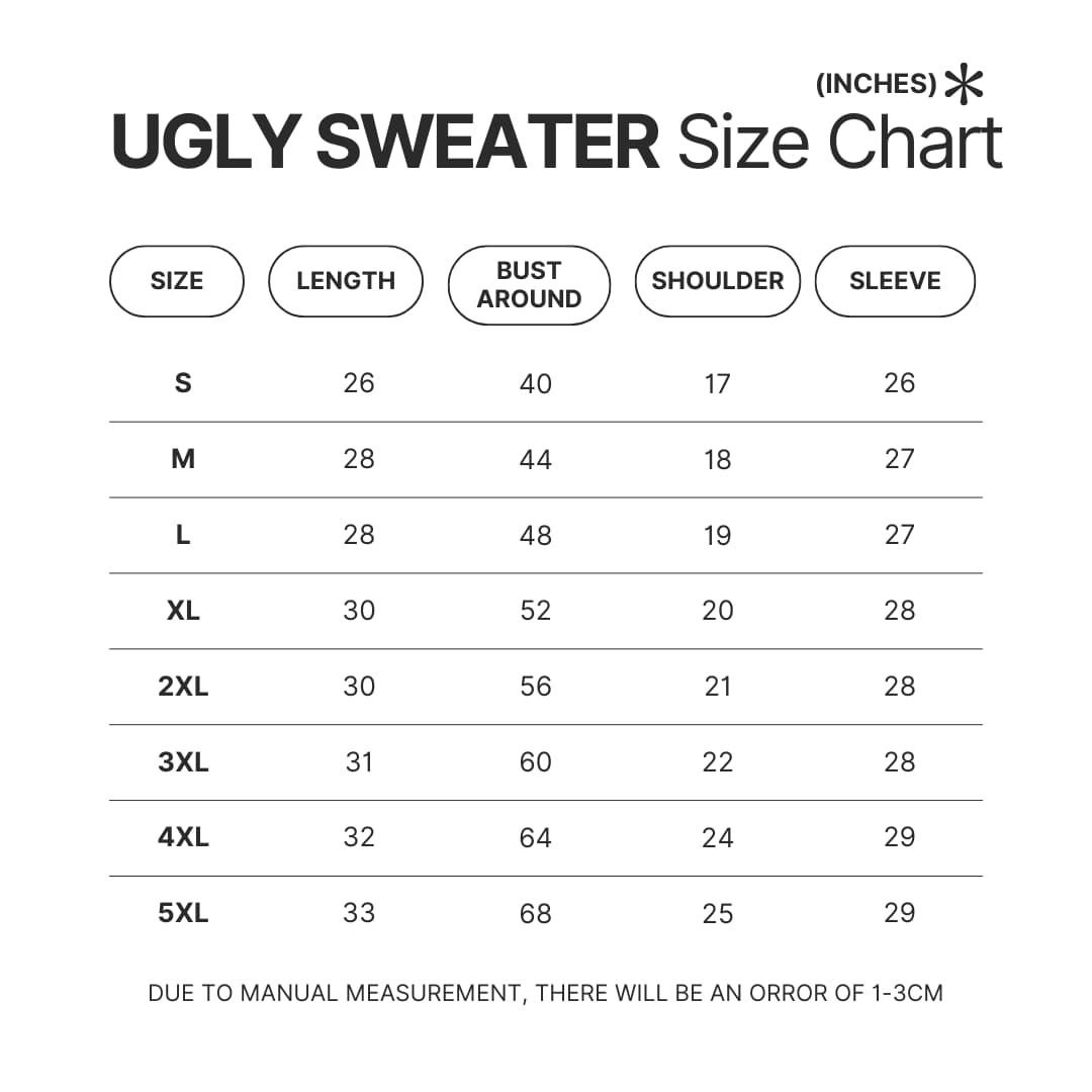 Ugly Sweater Size Chart - One Piece Gifts Store