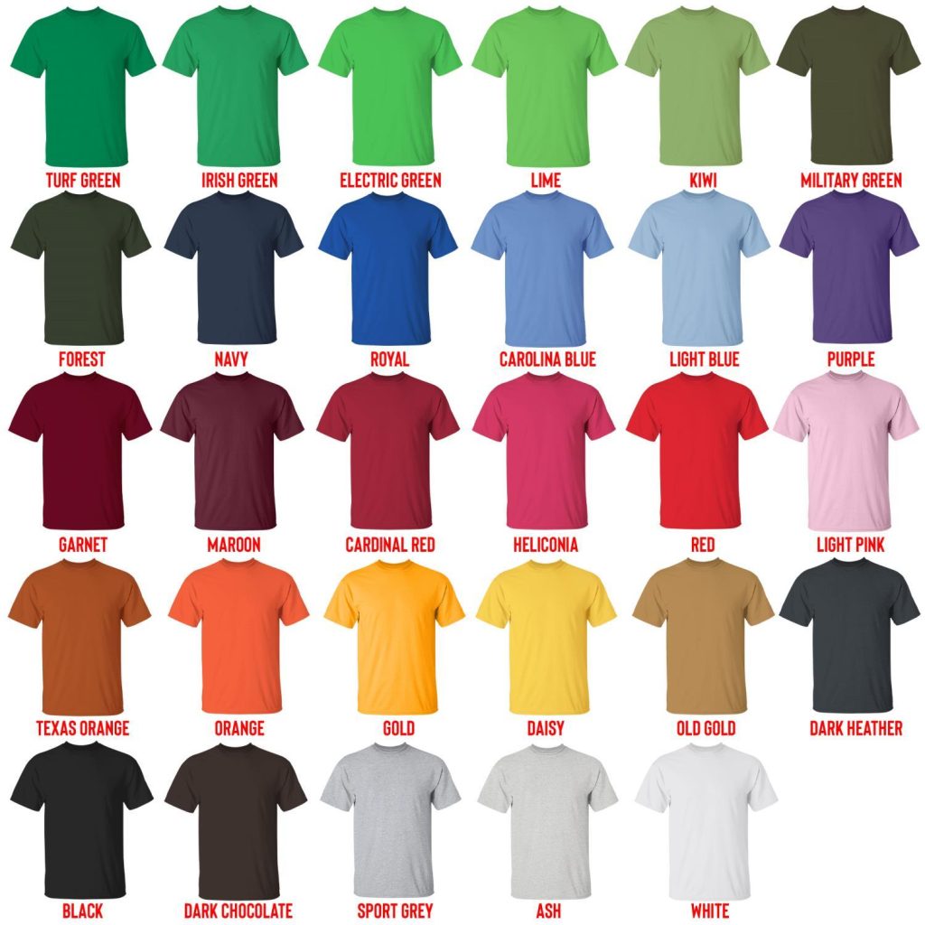 t shirt color chart - One Piece Gifts Store
