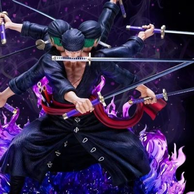 39cm One Piece Anime Roronoa Zoro Wano Country Three Heads and Six Arms Nine Knives Flow 1 - One Piece Gifts Store