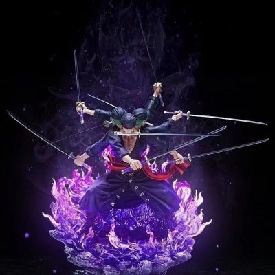 39cm One Piece Anime Roronoa Zoro Wano Country Three Heads and Six Arms Nine Knives Flow - One Piece Gifts Store
