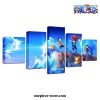 5 pieces handsome one piece sea blue canvas wall art 748 - One Piece Gifts Store