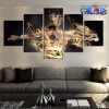 5 pieces one piece portgas d ace fire canvas wall art 498 - One Piece Gifts Store