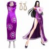 Anime One Piece Boa Hancock Cosplay Costume Earrings Halloween Carnival Cheongsam Set - One Piece Gifts