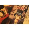 Anime One Piece Three Brothers White Beard Red Hair Dragon Kraft paper vintage poster bar cafe 3 - One Piece Gifts Store