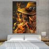 One Piece Blazing Fire Fist Ace Pirate Yellow 1pc Wall Art 1 - One Piece Gifts Store