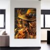 One Piece Blazing Fire Fist Ace Pirate Yellow 1pc Wall Art 2 - One Piece Gifts Store