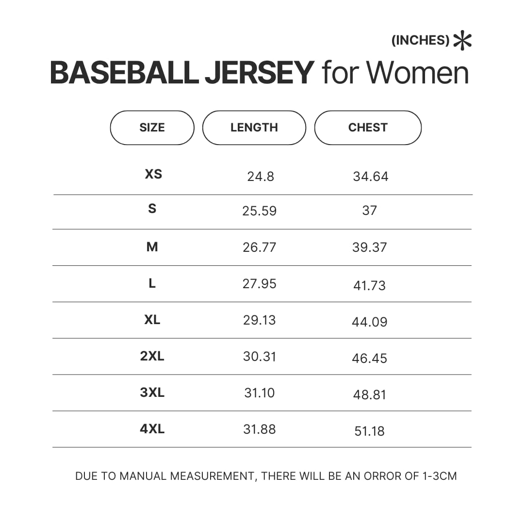 Women Baseball Jersey Size Chart - One Piece Gifts Store