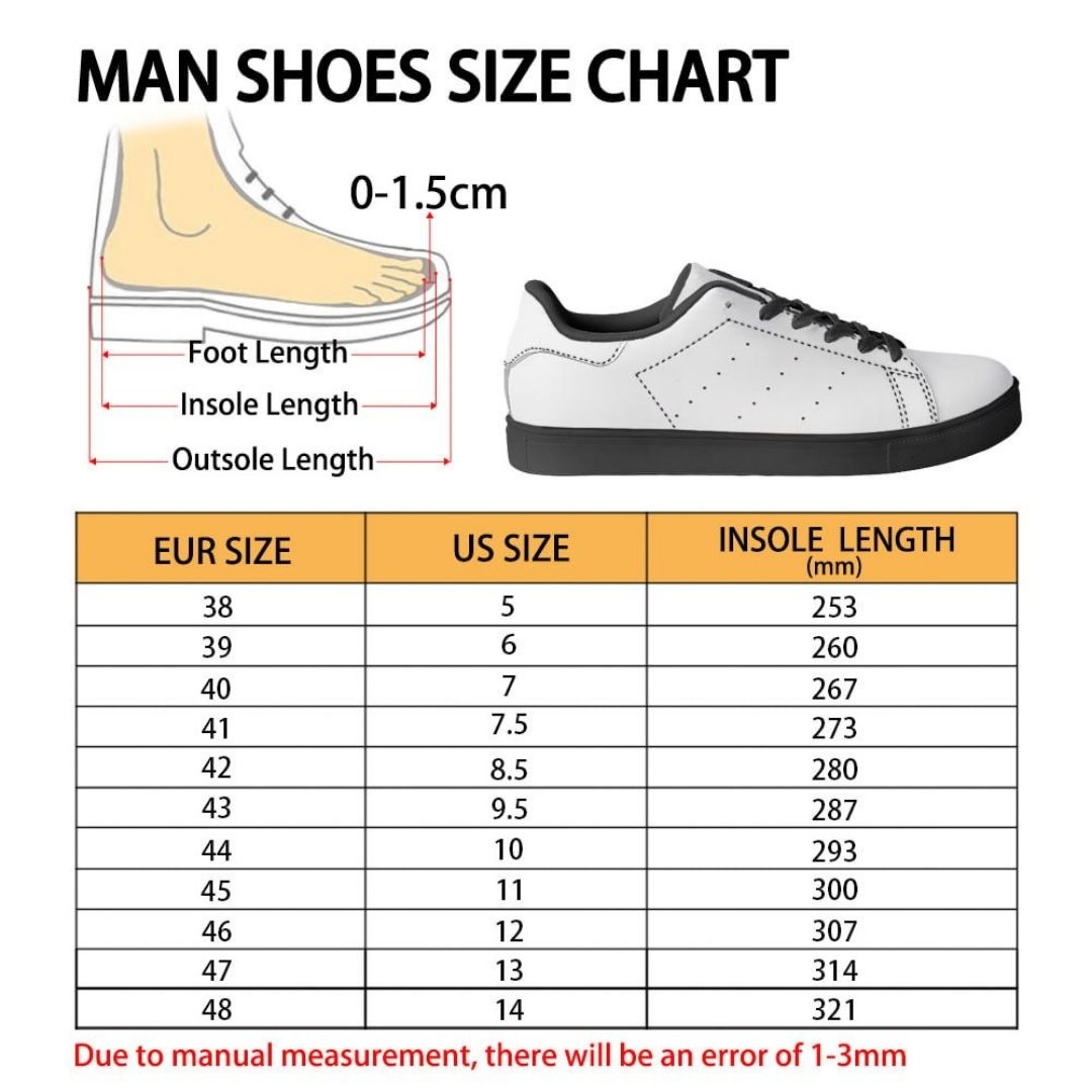 Skate Man Shoes Size Chart 1 - One Piece Gifts