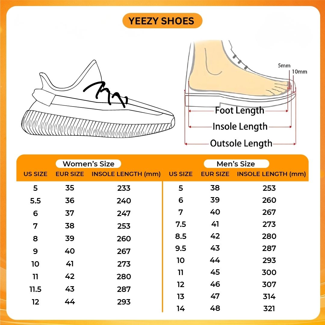 Yeezy Shoes Size Chart - One Piece Gifts